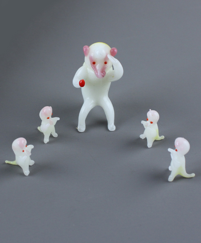 MURANO 5 SCIMMIETTE IN VETRO SOFFIATO vintage (1950 ca.)