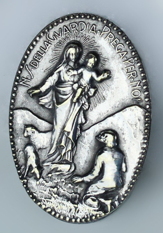 PLACCA N.S.DELLA GUARDIA PREGA PER NOI Ovale similargento inciso in …