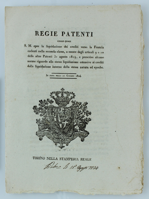 REGIE PATENTI, colle quali S.M. apre la liquidazione dei crediti …