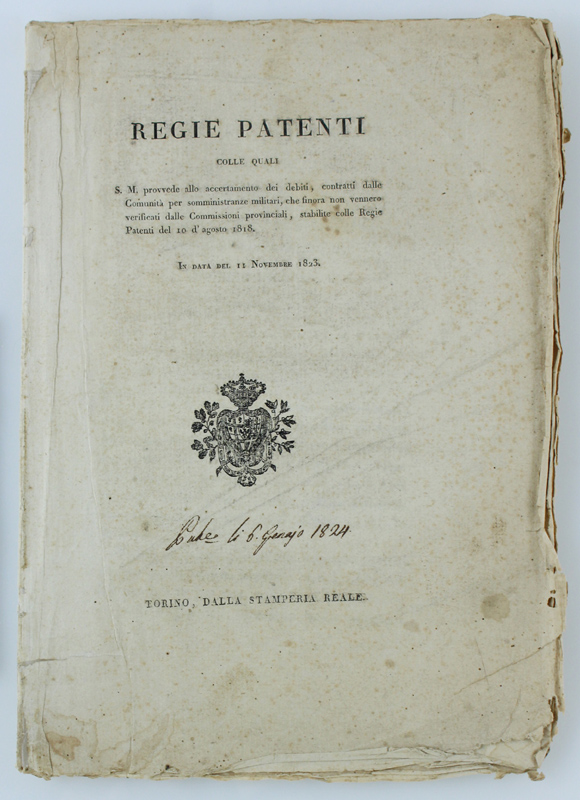 REGIE PATENTI Colle quali S.M. provvede allo accertamento dei debiti, …
