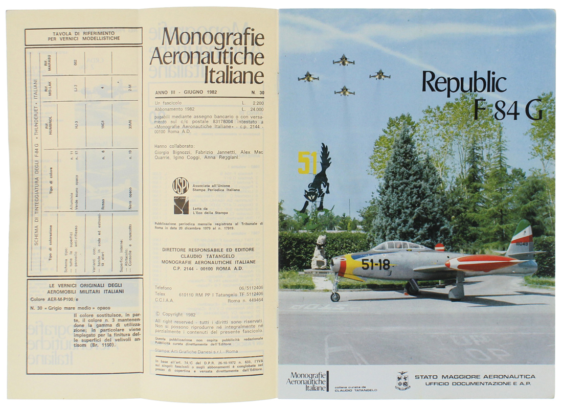 REPUBLIC F-84 G - Monografie Aeronautiche Italiane n. 30 - …