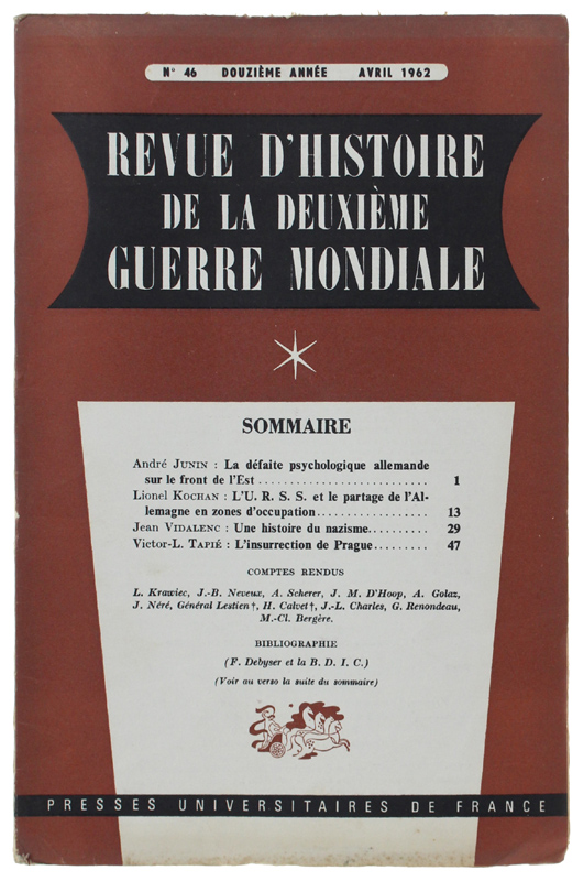 REVUE D'HISTOIRE DE LA DEUXIÈME GUERRE MONDIALE - N. 46 …