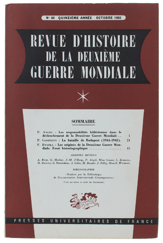 REVUE D'HISTOIRE DE LA DEUXIÈME GUERRE MONDIALE - N. 60 …