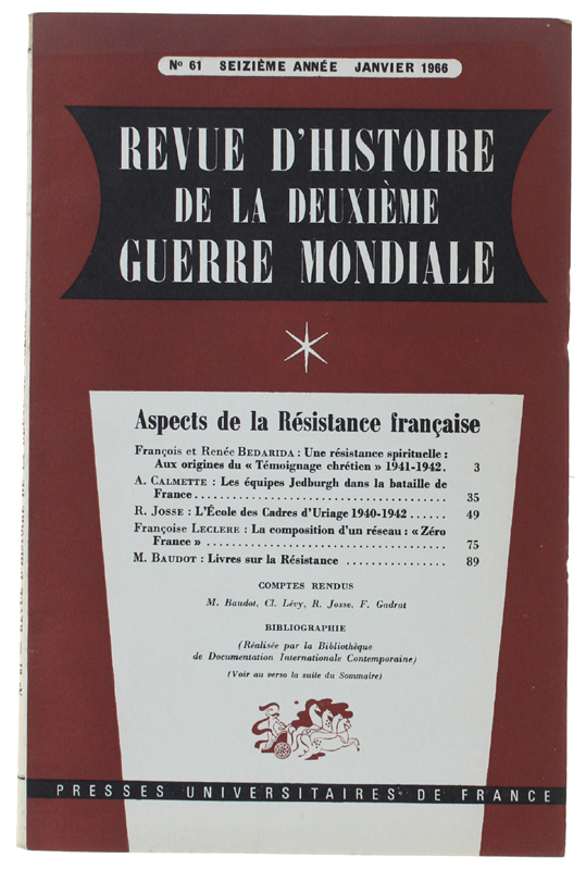 REVUE D'HISTOIRE DE LA DEUXIÈME GUERRE MONDIALE - N. 61 …