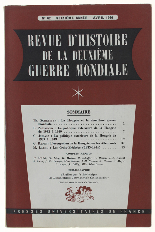 REVUE D'HISTOIRE DE LA DEUXIÈME GUERRE MONDIALE - N. 62 …