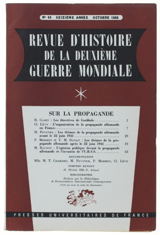 REVUE D'HISTOIRE DE LA DEUXIÈME GUERRE MONDIALE - N. 64 …