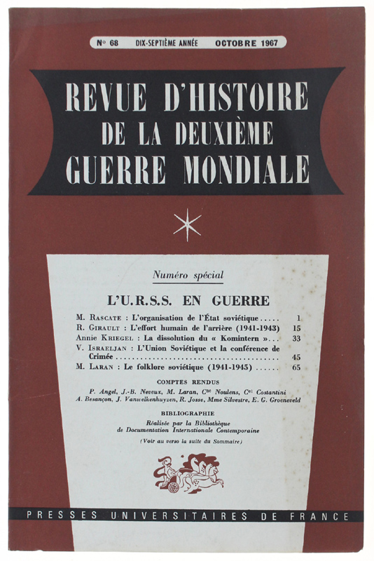 REVUE D'HISTOIRE DE LA DEUXIÈME GUERRE MONDIALE - N. 68 …