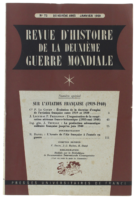 REVUE D'HISTOIRE DE LA DEUXIÈME GUERRE MONDIALE - N. 73 …