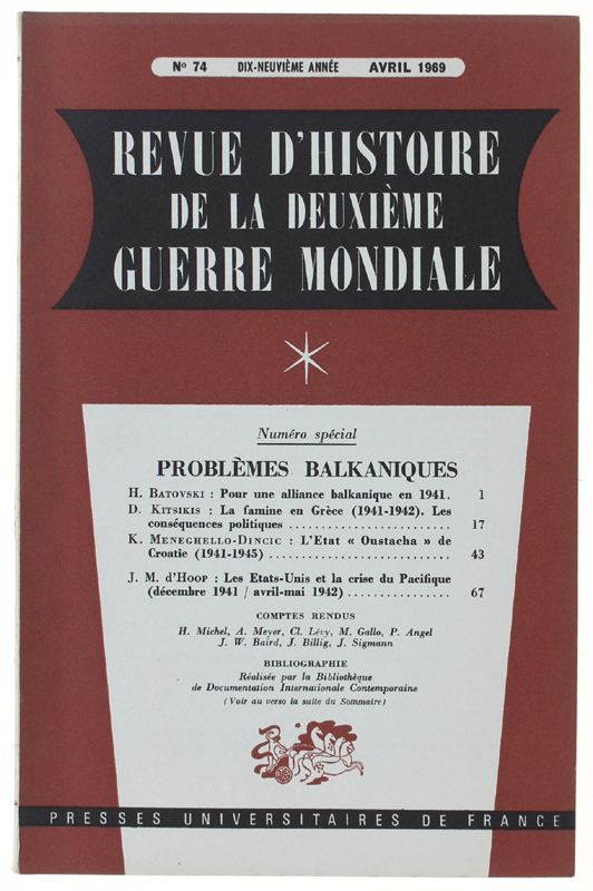 REVUE D'HISTOIRE DE LA DEUXIÈME GUERRE MONDIALE - N.74 - …