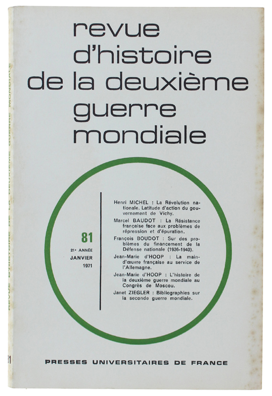 REVUE D'HISTOIRE DE LA DEUXIÈME GUERRE MONDIALE - N.81 - …
