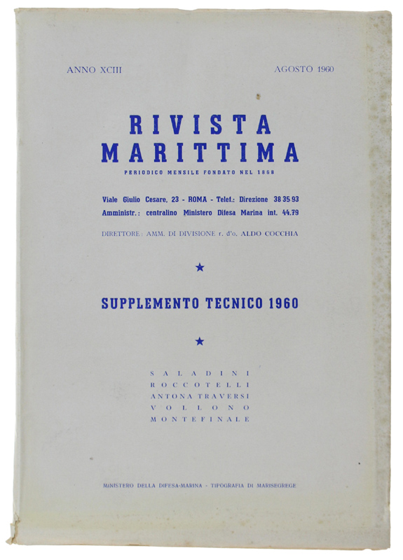 RIVISTA MARITTIMA Agosto 1960 - SUPPLEMENTO TECNICO 1960