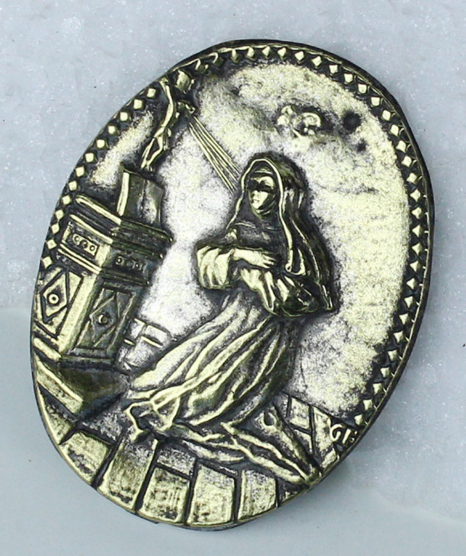 SANTA RITA placca metallica antica - bassorilievo firmato G.F. Misura …