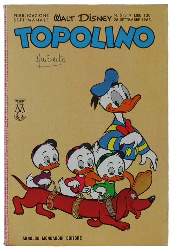 TOPOLINO N. 513 anno 1965 - Libretto. Copertina con firmetta, …