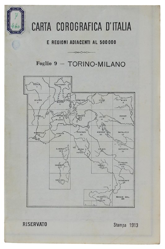 TORINO-MLANO. Foglio 9 della CARTA COROGRAFICA D'ITALIA E REGIONI ADIACENTI …