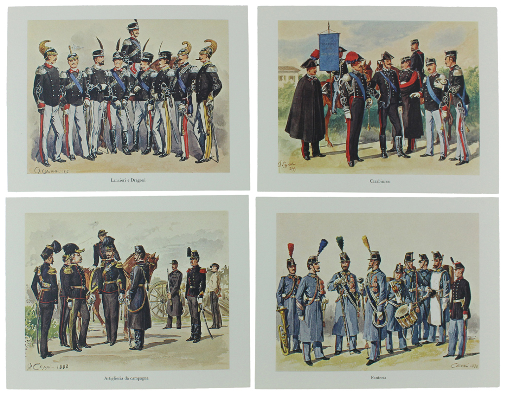 UNIFORMI DELL'ESERCITO ITALIANO 1890/1900. Acquerelli.