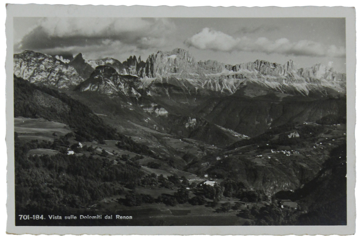 VISTA SULLE DOLOMITI DAL RENON. Cartolina del 1939 viaggiata