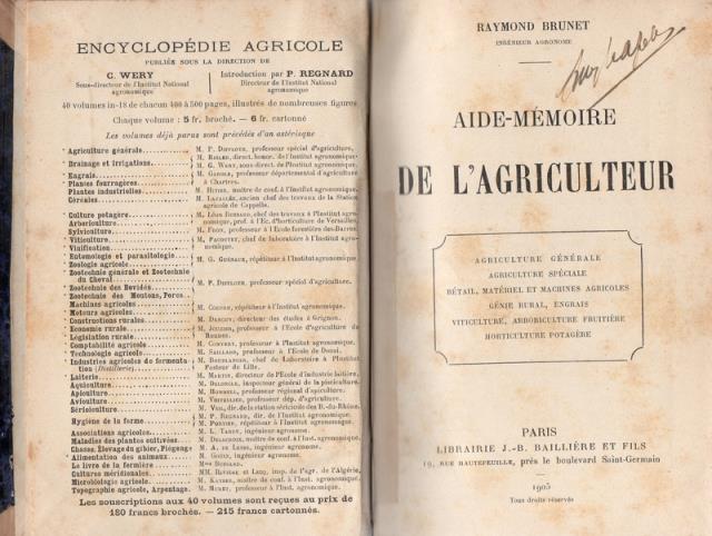 Aide – Mémoire de l'agriculteur.