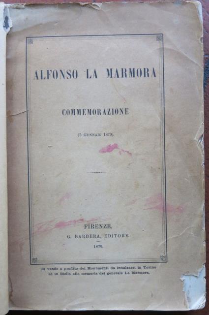 Alfonso La Marmora. Commemorazione. 5 Gennaio 1879.