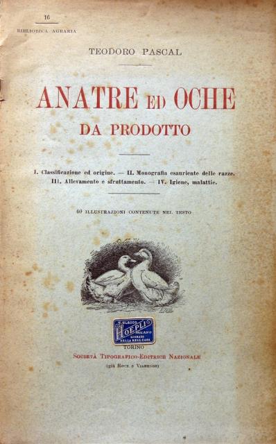 Anatre ed oche da prodotto. I Classificazione ed origine. Monografia …