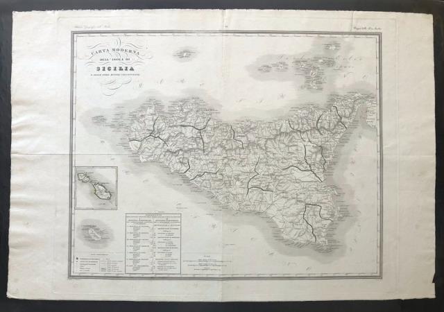 Carta moderna dell'Isola di Sicilia e delle Isole minori circonvicine.