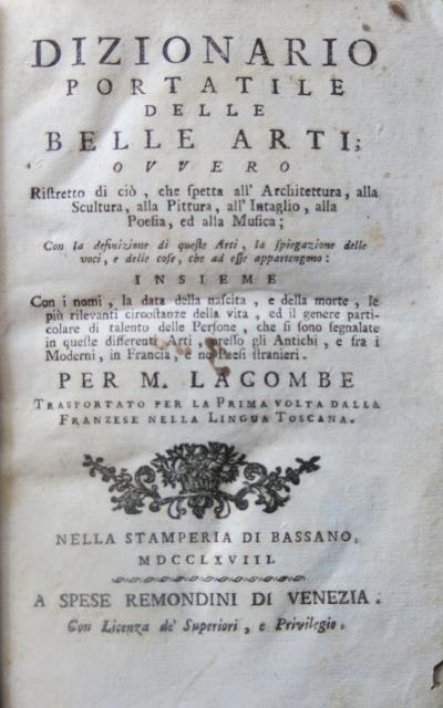 Dizionario portatile delle belle arti. Ovvero ristretto di ciò, che …