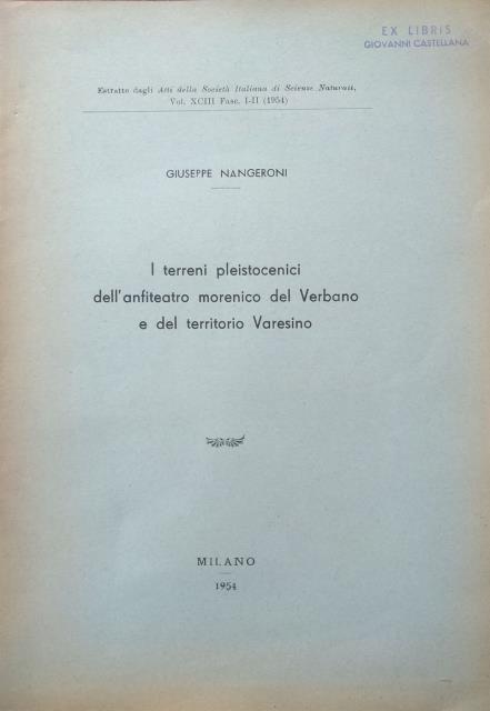 I terreni pleistocenici dell'anfiteatro morenico del Verbano e del Territorio …