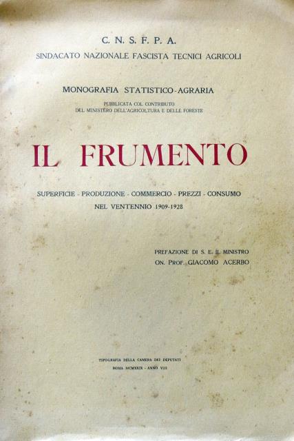 Il Frumento. Superfice – Produzione - Commercio – Prezzi – …