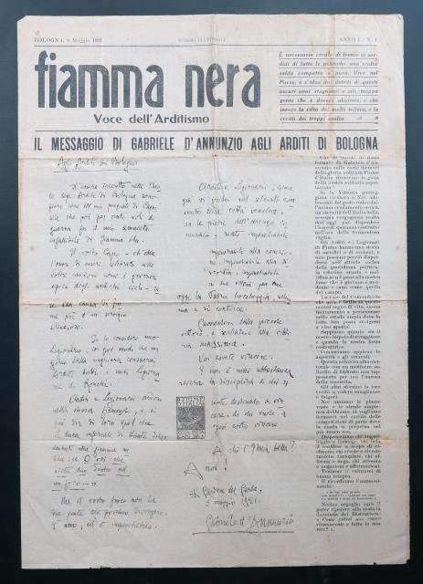 Il messaggio di Gabriele D'Annunzio agli Arditi di Bologna.