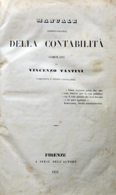 Manuale teorico pratico della contabilità. La scienza dei conti.