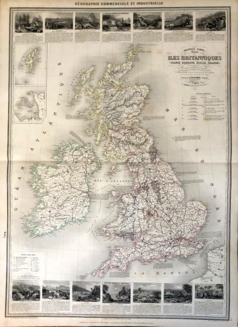 Nouvelle Carte Illustrée. Iles Britanniques. Grande Bretagne, Écosse, Irlande.
