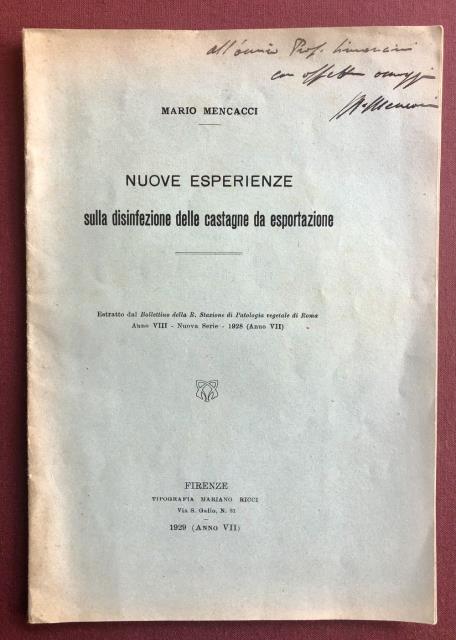 Nuove esperienze sulla disinfezione delle castagne da esportazione.