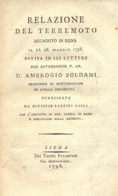 Relazione del terremoto accaduto in Siena il dì 26 maggio …