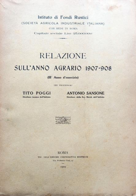 Relazione sull'anno agrario 1905 – 1906. I anno d'esercizio del …