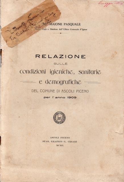 Relazione sulle condizioni igieniche, sanitarie e demografiche del Comune di …