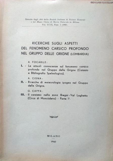 Ricerche sugli aspetti del fenomeno carsico profondo nel gruppo delle …