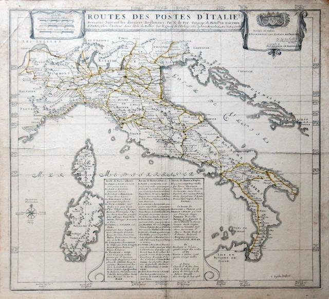 Routes des Postes d'Italie. Dressées suivant les derniers Reglemens Par …