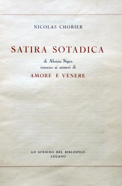 Satira sotadica di Aloisia Sigea intorno ai misteri di Amore …