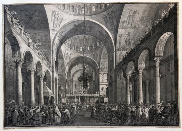Scena d'interno in San Marco a Venezia.