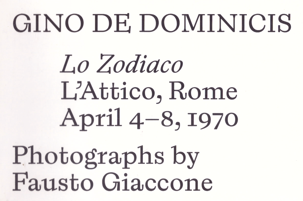 Fausto Giaccone | Gino De Dominicis, Lo Zodiaco