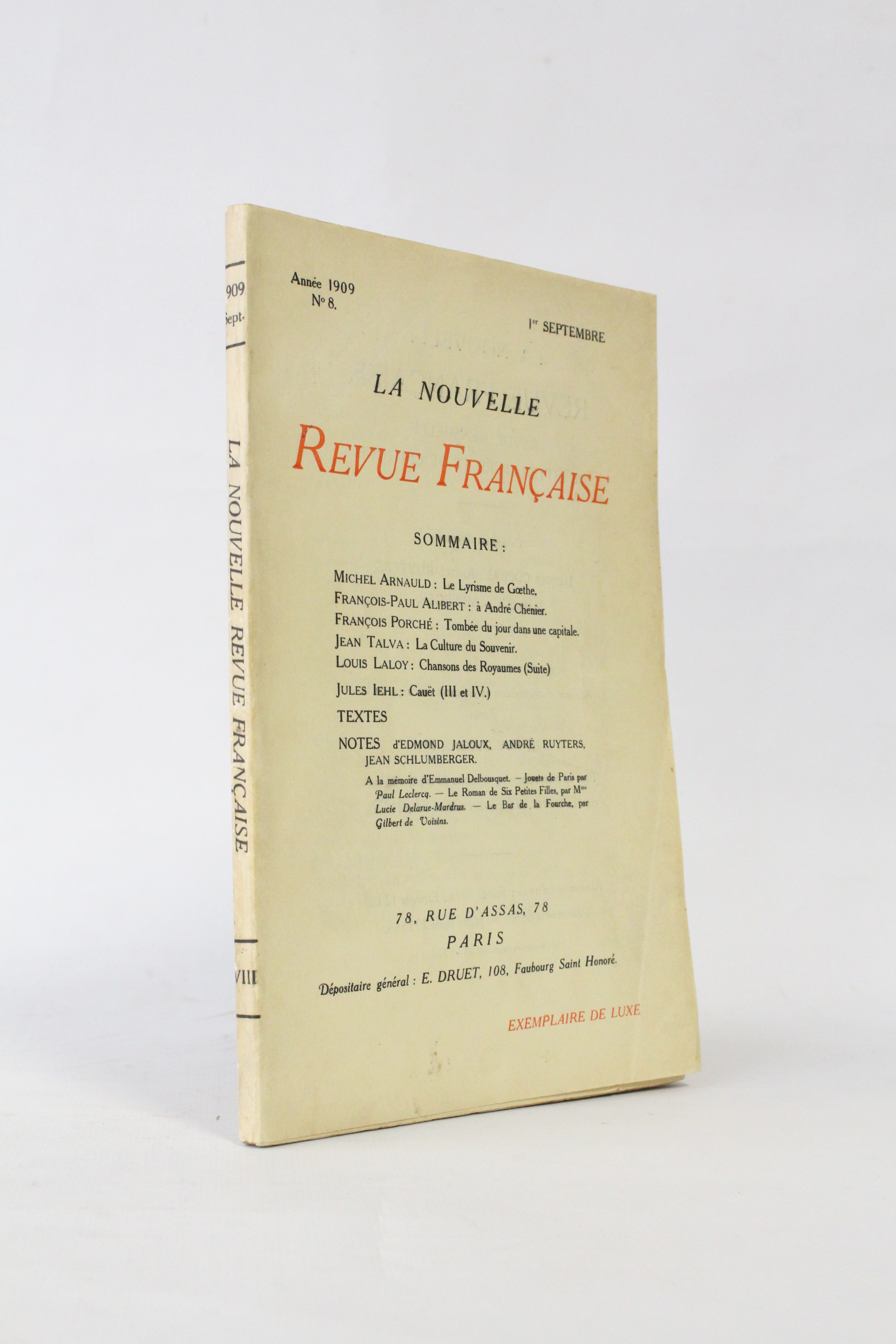A André Chénier in La Nouvelle Revue française n°8 de …
