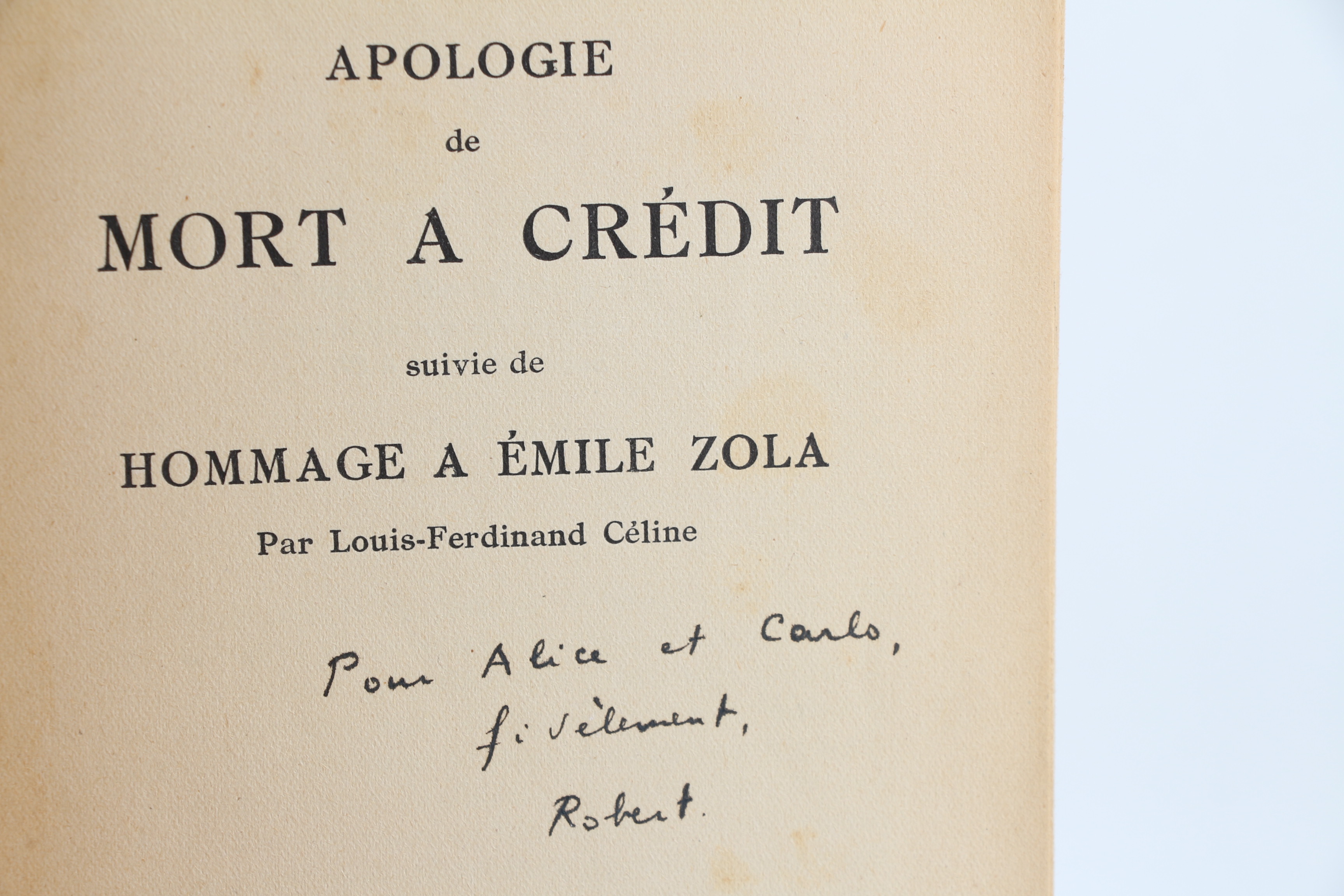 Apologie de Mort à Crédit suivie de "Hommage à Emile …