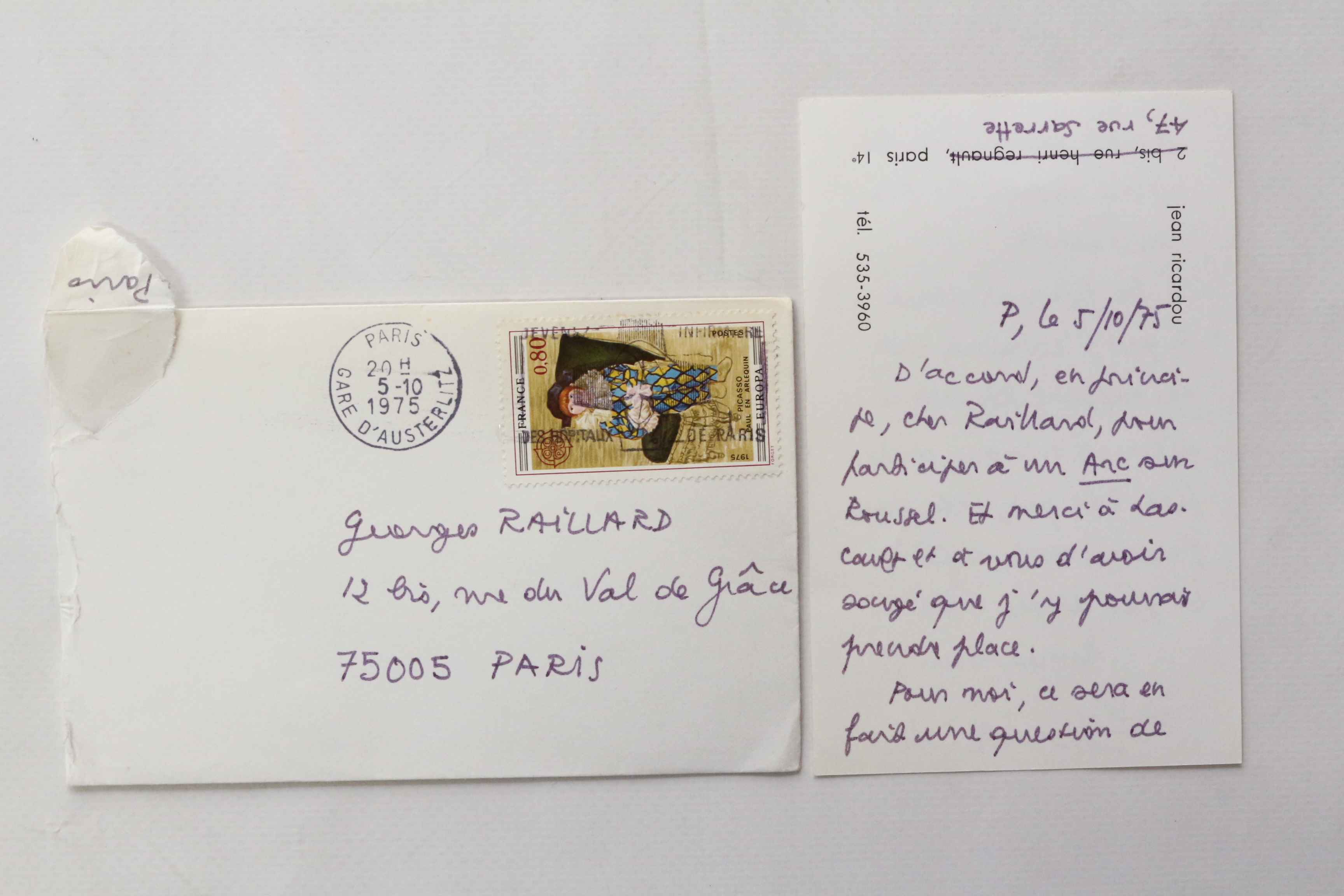 Bristol postal autographe signé concernant le projet d'organisation d'un colloque …