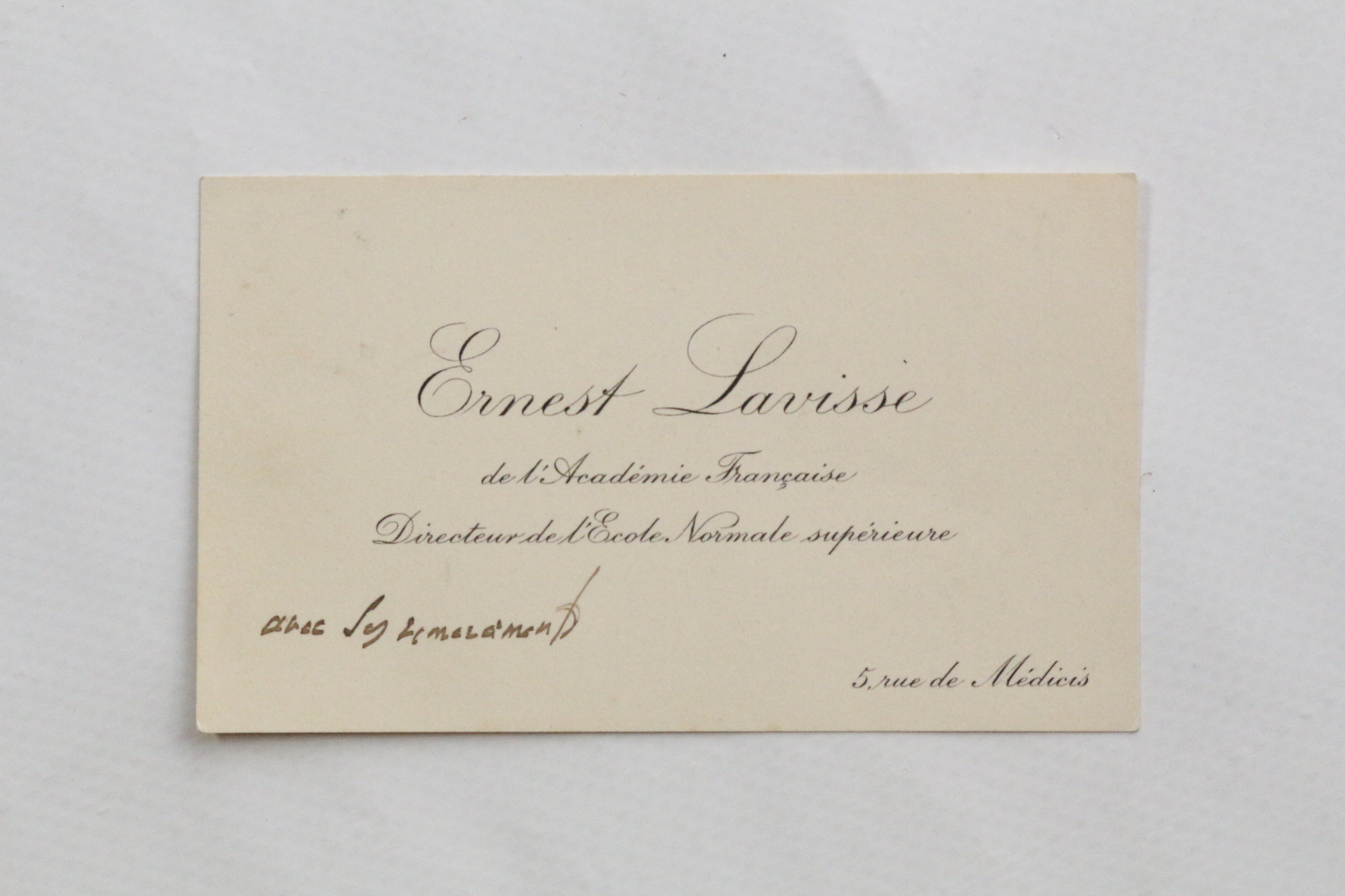 Carte de visite autographe d'Ernest Lavisse