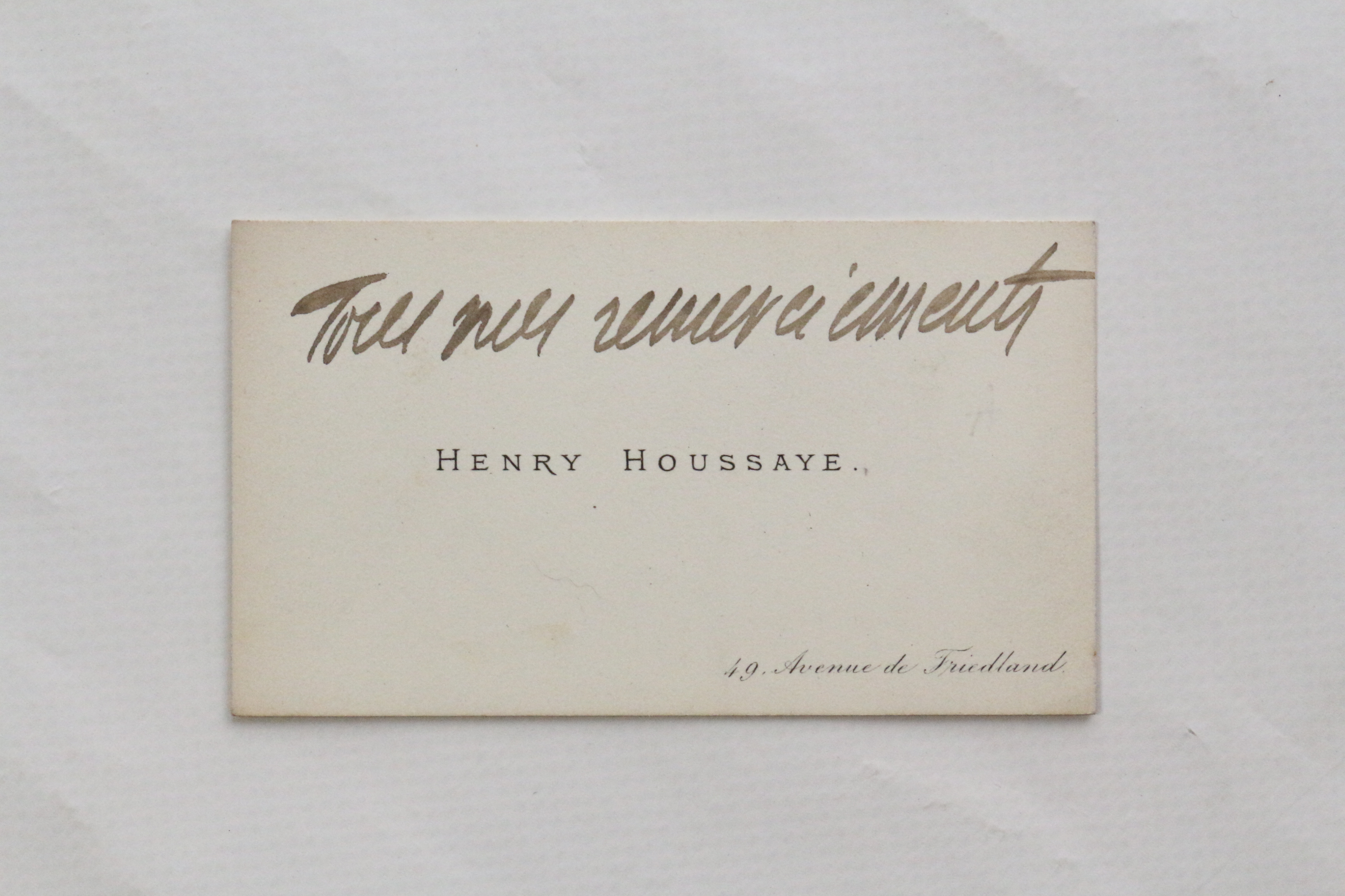 Carte de visite autographe d'Henry Houssaye