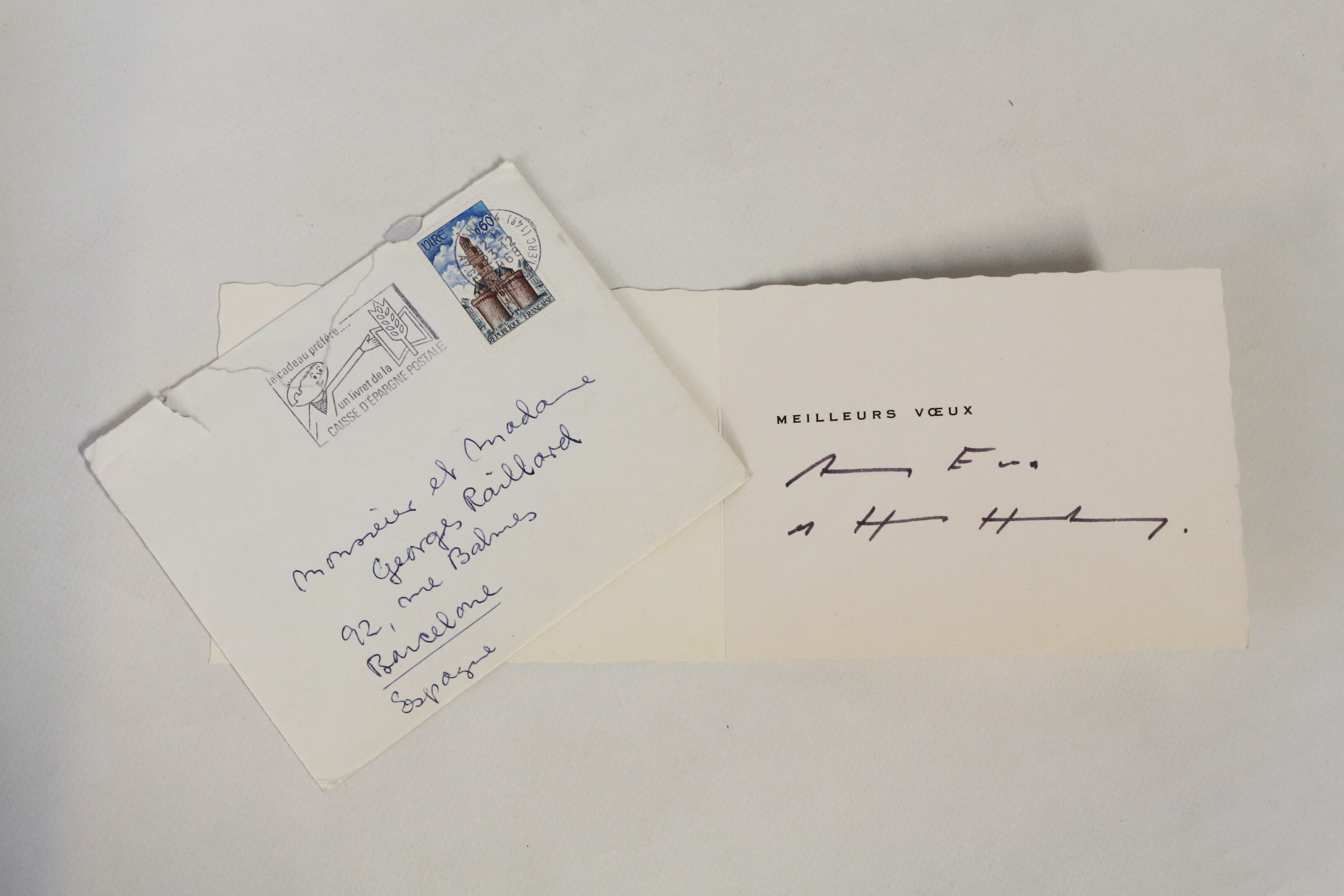 Carte de voeux adressée à Georges et Alice Raillard pour …