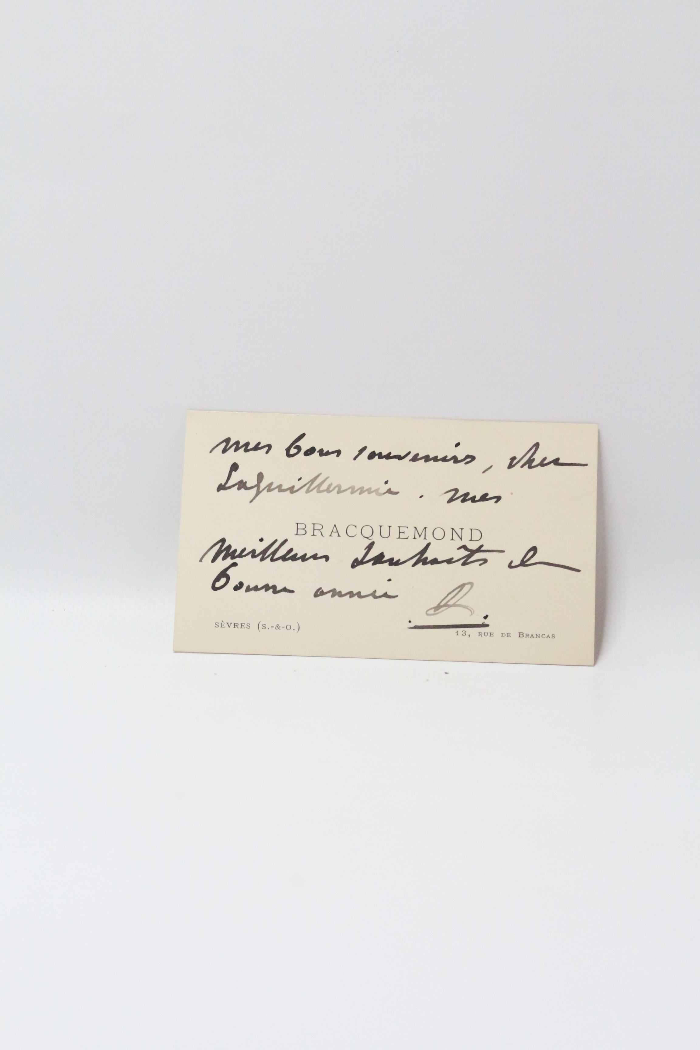 Carte-lettre autographe signée au peintre et graveur Auguste Laguillermie