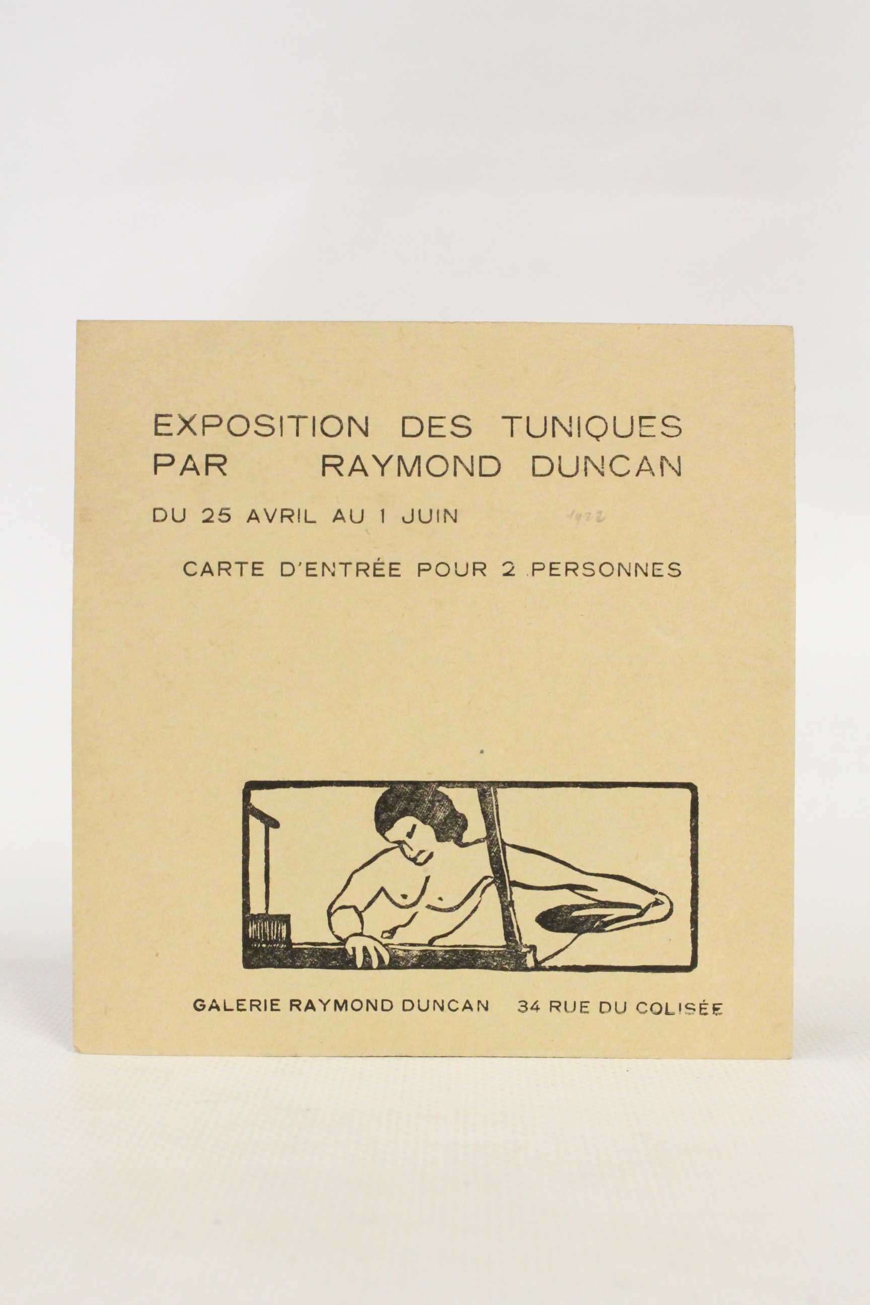 Carton d'invitation à l'exposition des tuniques par Raymond Duncan