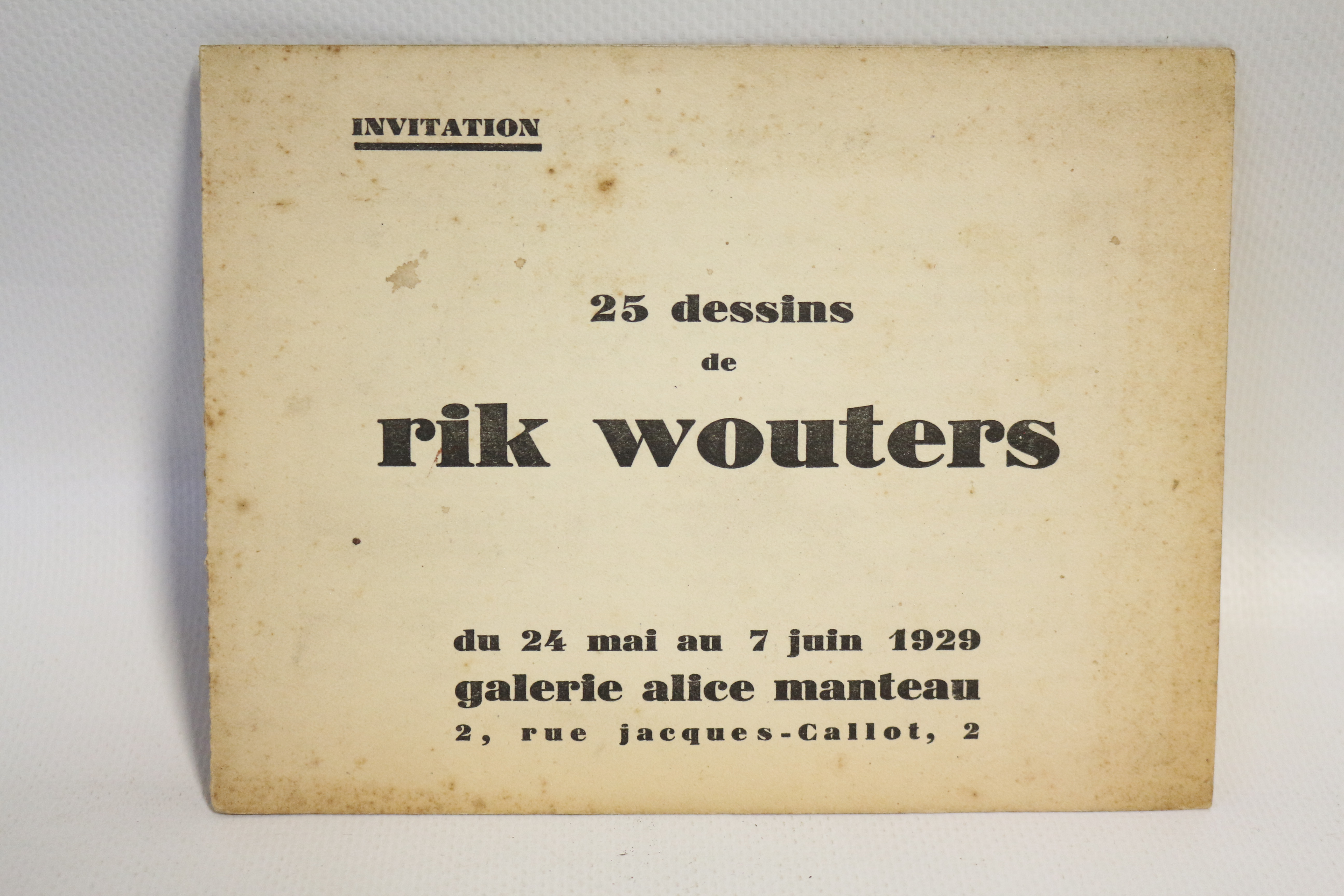Catalogue d'invitation à l'exposition des 25 dessins de Rik Wouters …