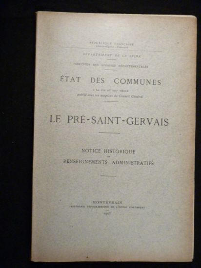 Département de la Seine. - Direction des affaires départementales, état …