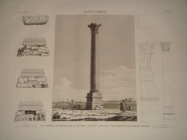 DESCRIPTION DE L'EGYPTE. Alexandrie. Vue, profils et détails de la …